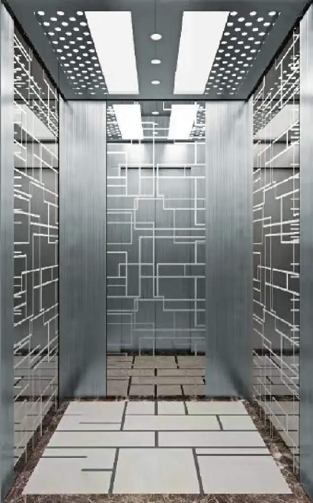 ARL-C008 مصعد فضي مع جوانب من اللوح الفولاذية من الحبوب الخشبية